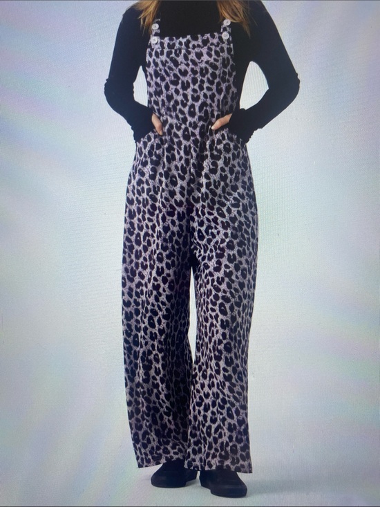 HALARA Pants - XSMALL.  HALARA LEOPARD WAFFLE  WIDE LEG OVERALLS